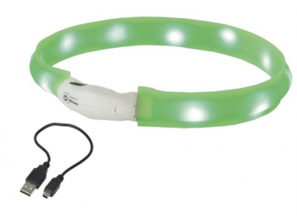 Nobby LED plochý svítící obojek pro psy zelený S 40cm z kategorie Chovatelské potřeby a krmiva pro psy > Obojky, vodítka a postroje pro psy > Obojky pro psy