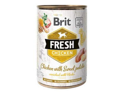 Brit Dog Fresh konzerva Chicken with Sweet Potato 400g z kategorie Chovatelské potřeby a krmiva pro psy > Krmiva pro psy > Konzervy pro psy