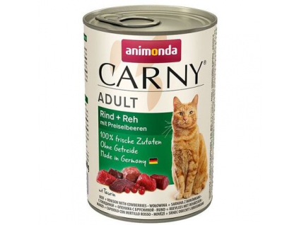 Animonda Carny Adult hovězí, srnčí a brusinky 400g z kategorie Chovatelské potřeby a krmiva pro kočky > Krmivo a pamlsky pro kočky > Konzervy pro kočky