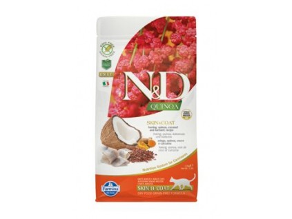 N&D GF Quinoa CAT Skin&Coat Herring & Coconut 1,5kg z kategorie Chovatelské potřeby a krmiva pro kočky > Krmivo a pamlsky pro kočky > Granule pro kočky