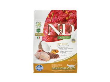 N&D GF Quinoa CAT Skin&Coat Quail & Coconut 300g z kategorie Chovatelské potřeby a krmiva pro kočky > Krmivo a pamlsky pro kočky > Granule pro kočky