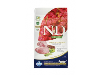 N&D GF Quinoa CAT Weight Mngmnt Lamb & Broccoli 1,5kg z kategorie Chovatelské potřeby a krmiva pro kočky > Krmivo a pamlsky pro kočky > Granule pro kočky