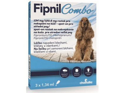Fipnil Combo 134/120,6mg M Dog Spot-on 3x1,34ml z kategorie Chovatelské potřeby a krmiva pro psy > Antiparazitika pro psy > Pipety (Spot On) pro psy