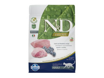 N&D PRIME CAT Adult Lamb & Blueberry 300g z kategorie Chovatelské potřeby a krmiva pro kočky > Krmivo a pamlsky pro kočky > Granule pro kočky