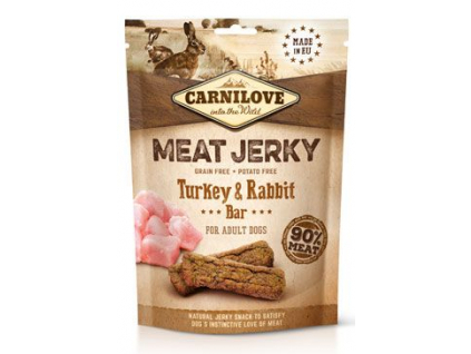 Carnilove Dog Jerky Rabbit & Turkey Bar 100g z kategorie Chovatelské potřeby a krmiva pro psy > Pamlsky pro psy > Sušená masíčka pro psy