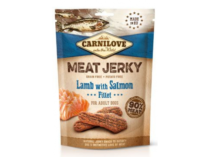 Carnilove Dog Jerky Lamb & Salmon Fillet 100g z kategorie Chovatelské potřeby a krmiva pro psy > Pamlsky pro psy > Sušená masíčka pro psy