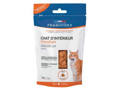 Francodex Indoor pochoutka pro kočky 65g z kategorie Chovatelské potřeby a krmiva pro kočky > Vitamíny a léčiva pro kočky > Trichobezoáry u koček
