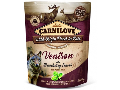 Carnilove Dog Pouch Paté Venison with Strawberry Leaves 300 g