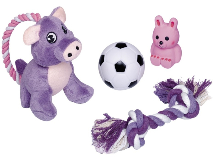 Nobby Puppy startovní set hraček pro štěňata 4 ks z kategorie Chovatelské potřeby a krmiva pro psy > Hračky pro psy > Hračky pro štěňata