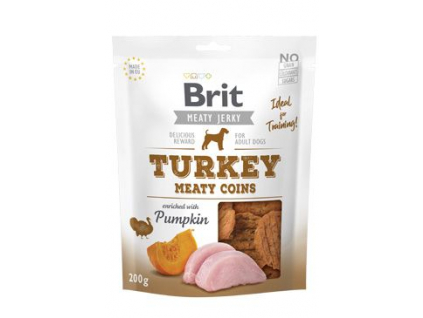 Brit pamlsky Jerky Turkey Meaty Coins 200 g z kategorie Chovatelské potřeby a krmiva pro psy > Pamlsky pro psy > Sušená masíčka pro psy