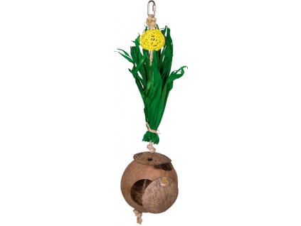 Nobby aktivní hračka kokosový dům s kukuřičnými listy 43x11,5cm z kategorie Chovatelské potřeby pro ptáky a papoušky > Hračky pro papoušky > Závěsné hračky pro papoušky