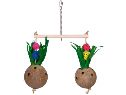 Nobby aktivní hračka kokos s kukuřičnými listy 50x40cm z kategorie Chovatelské potřeby pro ptáky a papoušky > Hračky pro papoušky > Houpačky pro papoušky