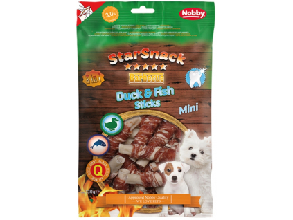 Nobby StarSnack BBQ Mini Duck, Fish Stick pamlsky 130g z kategorie Chovatelské potřeby a krmiva pro psy > Pamlsky pro psy > Žvýkací pamlsky pro psy