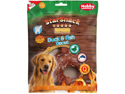 Nobby StarSnack BBQ Duck, Fish Donut pamlsky 240g z kategorie Chovatelské potřeby a krmiva pro psy > Pamlsky pro psy > Žvýkací pamlsky pro psy