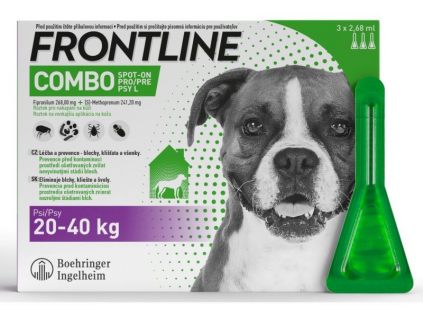 FRONTLINE COMBO spot-on pro psy L (20-40kg)-3x2,68ml z kategorie Chovatelské potřeby a krmiva pro psy > Antiparazitika pro psy > Pipety (Spot On) pro psy