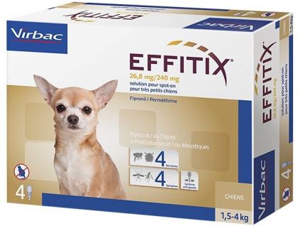 Effitix pro psy Spot-on XS (1,5-4 kg) 4 pipety z kategorie Chovatelské potřeby a krmiva pro psy > Antiparazitika pro psy > Pipety (Spot On) pro psy