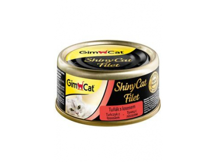 Gimpet ShinyCat filet konzerva pro kočky tuňák s lososem 70g z kategorie Chovatelské potřeby a krmiva pro kočky > Krmivo a pamlsky pro kočky > Konzervy pro kočky
