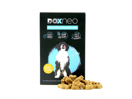 Doxneo pamlsky pro psy kachna s pomerančem 400g z kategorie Chovatelské potřeby a krmiva pro psy > Pamlsky pro psy > Piškoty, sušenky pro psy