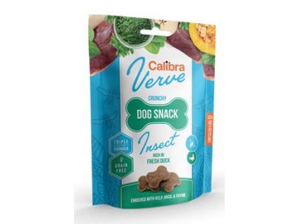 Calibra Dog Verve Crunchy Snack Insect&Fresh Duck 150g z kategorie Chovatelské potřeby a krmiva pro psy > Pamlsky pro psy > Piškoty, sušenky pro psy