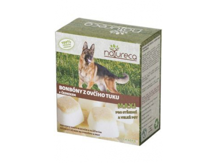 Natureca Maxi bonbóny z ovčího tuku s česnekem 250g z kategorie Chovatelské potřeby a krmiva pro psy > Pamlsky pro psy > Pamlsky z ovčího tuku pro psy