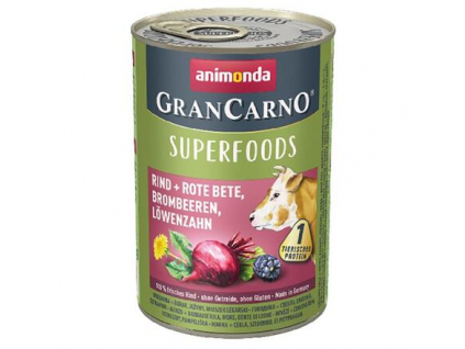 Animonda GranCarno Superfoods konzerva hovězí a červená řepa 400g z kategorie Chovatelské potřeby a krmiva pro psy > Krmiva pro psy > Konzervy pro psy
