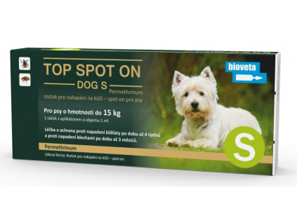 Top spot on Dog S 1x1ml (do 15kg) z kategorie Chovatelské potřeby a krmiva pro psy > Antiparazitika pro psy > Pipety (Spot On) pro psy