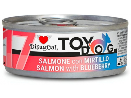 Disugual TOYDOG 17 Single Protein konzerva losos s borůvkou 85g z kategorie Chovatelské potřeby a krmiva pro psy > Krmiva pro psy > Konzervy pro psy