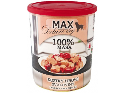 Max Deluxe Dog Kostky libové svaloviny konzerva pro psy 800g z kategorie Chovatelské potřeby a krmiva pro psy > Krmiva pro psy > Konzervy pro psy