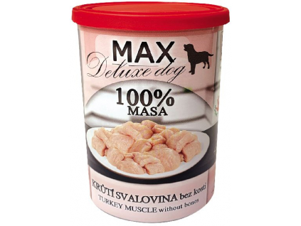 Max Deluxe Dog Krůtí svalovina bez kosti konzerva pro psy 400g z kategorie Chovatelské potřeby a krmiva pro psy > Krmiva pro psy > Konzervy pro psy