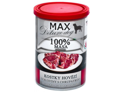 Max Deluxe Dog Kostky hovězí svaloviny s chrupavkou 400g z kategorie Chovatelské potřeby a krmiva pro psy > Krmiva pro psy > Konzervy pro psy