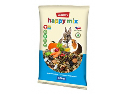 Darwin's Morče, králík happy mix 500g z kategorie Chovatelské potřeby a krmiva pro hlodavce a malá zvířata > Krmiva pro hlodavce a malá zvířata