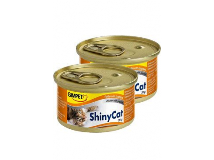 Gimpet konzerva Shiny Cat kuře+papája 2x70g z kategorie Chovatelské potřeby a krmiva pro kočky > Krmivo a pamlsky pro kočky > Pamlsky pro kočky