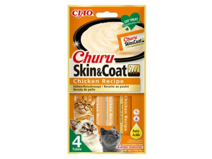 Churu Cat Skin&Coat Chicken Recipe 4x14g z kategorie Chovatelské potřeby a krmiva pro kočky > Krmivo a pamlsky pro kočky > Pamlsky pro kočky