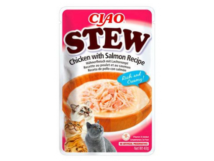 Churu Cat CIAO Stew Chicken with Salmon Recipe 40g z kategorie Chovatelské potřeby a krmiva pro kočky > Krmivo a pamlsky pro kočky > Pamlsky pro kočky