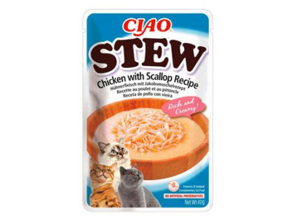 Churu Cat CIAO Stew Chicken with Scallop Recipe 40g z kategorie Chovatelské potřeby a krmiva pro kočky > Krmivo a pamlsky pro kočky > Pamlsky pro kočky