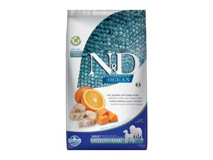 N&D Ocean Dog Grain Free Adult M/L Codfish & Pumpkin & Orange 2,5 kg z kategorie Chovatelské potřeby a krmiva pro psy > Krmiva pro psy > Granule pro psy