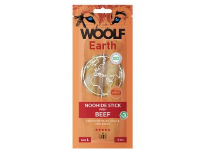 Woolf pochoutka Earth NOOHIDE L Sticks with Beef 85g z kategorie Chovatelské potřeby a krmiva pro psy > Pamlsky pro psy > Pamlsky z přírodní želatiny pro psy