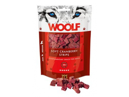 WOOLF pochoutka soft cranberry strips 100g z kategorie Chovatelské potřeby a krmiva pro psy > Pamlsky pro psy > Poloměkké pamlsky pro psy