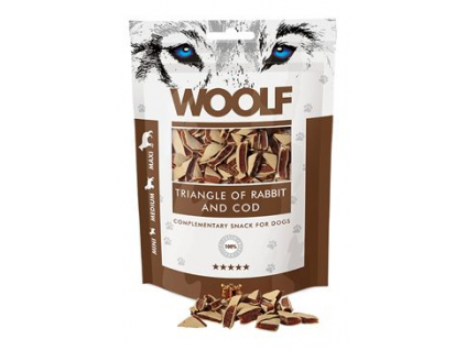 WOOLF pochoutka rabbit and Cod Triangle 100g z kategorie Chovatelské potřeby a krmiva pro psy > Pamlsky pro psy