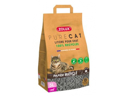 Podestýlka PURECAT recyklovaná papírová 5l Zolux z kategorie Chovatelské potřeby a krmiva pro kočky > Toalety, steliva pro kočky > Steliva kočkolity pro kočky