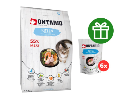 ONTARIO Kitten Salmon 6,5 kg  + ZDARMA 6 ks Ontario kapsičky 80g