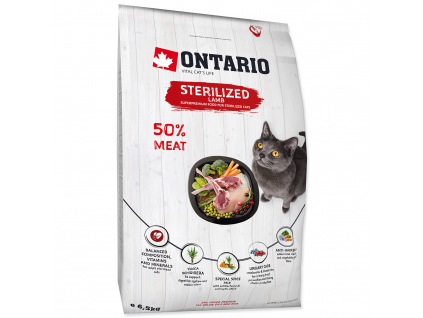 ONTARIO Cat Sterilised Lamb 6,5 kg z kategorie Chovatelské potřeby a krmiva pro kočky > Krmivo a pamlsky pro kočky > Granule pro kočky