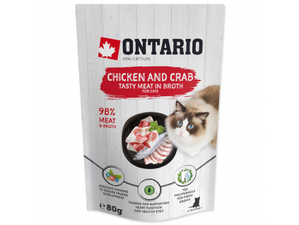 Kapsička ONTARIO Cat Chicken and Crab in Broth 80 g z kategorie Chovatelské potřeby a krmiva pro kočky > Krmivo a pamlsky pro kočky > Kapsičky pro kočky