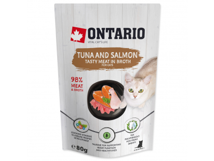 Kapsička ONTARIO Cat Tuna and Salmon in Broth 80 g z kategorie Chovatelské potřeby a krmiva pro kočky > Krmivo a pamlsky pro kočky > Kapsičky pro kočky
