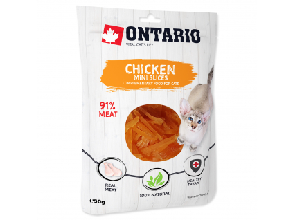 ONTARIO Mini Chicken Slices 50 g z kategorie Chovatelské potřeby a krmiva pro kočky > Krmivo a pamlsky pro kočky > Pamlsky pro kočky