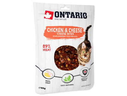 ONTARIO Chicken and Cheese Bites 50 g z kategorie Chovatelské potřeby a krmiva pro kočky > Krmivo a pamlsky pro kočky > Pamlsky pro kočky