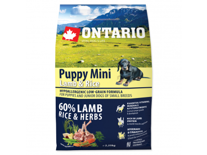 ONTARIO Puppy Mini Lamb & Rice 2,25 kg z kategorie Chovatelské potřeby a krmiva pro psy > Krmiva pro psy > Granule pro psy