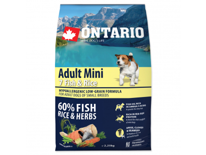 ONTARIO Dog Adult Mini Fish & Rice 2,25 kg z kategorie Chovatelské potřeby a krmiva pro psy > Krmiva pro psy > Granule pro psy