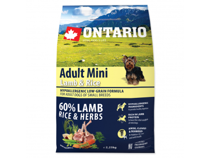 ONTARIO Dog Adult Mini Lamb & Rice 2,25 kg z kategorie Chovatelské potřeby a krmiva pro psy > Krmiva pro psy > Granule pro psy