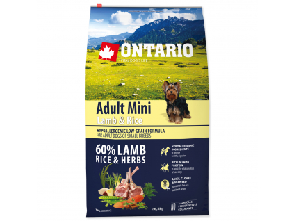 ONTARIO Dog Adult Mini Lamb & Rice 6,5 kg z kategorie Chovatelské potřeby a krmiva pro psy > Krmiva pro psy > Granule pro psy